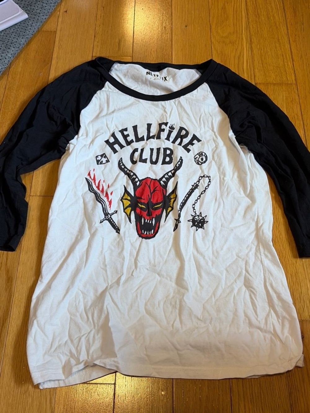 Kids Hellfire Club Graphic Raglan Tee - Black & White
